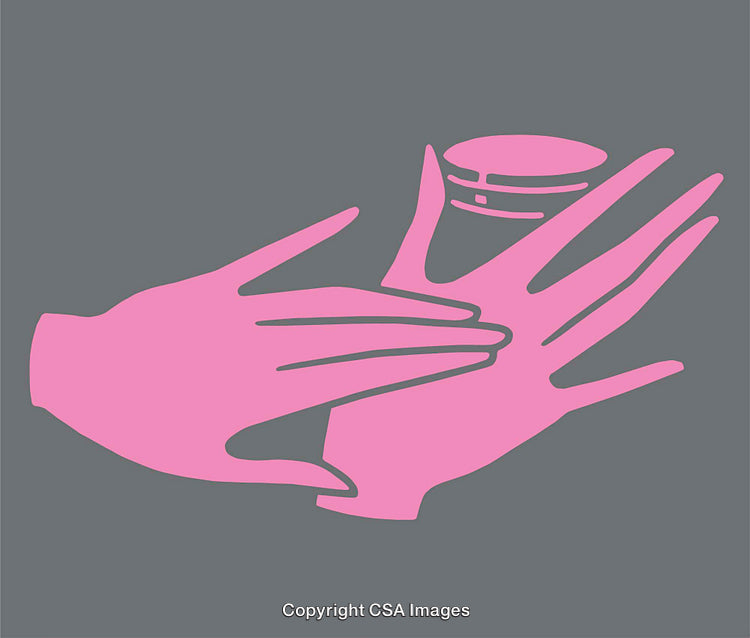 Hands Applying Cream in Minimalistic Pink and Gray Artwork