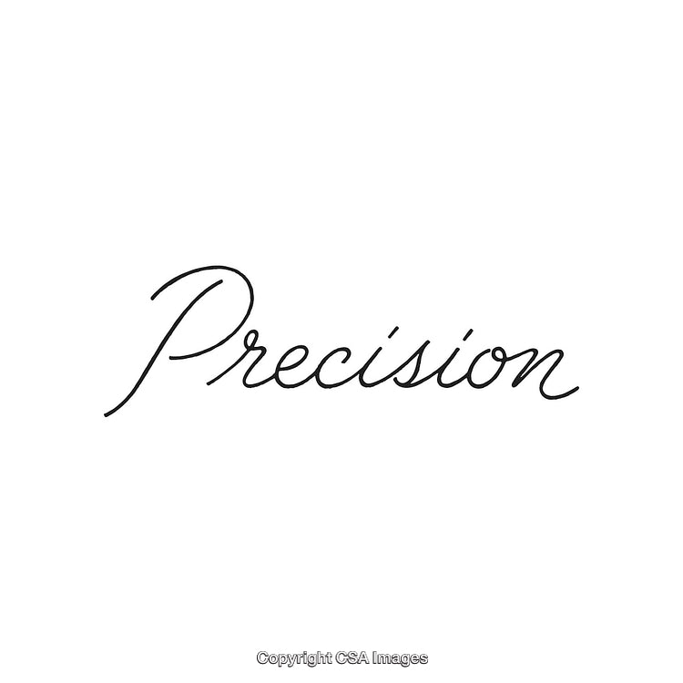 Elegant Calligraphy Spelling the Word Precision on White Background