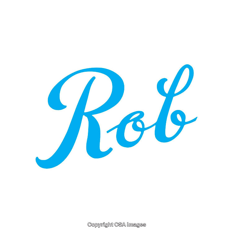 Stylized Blue Text Design Featuring the Name 'Rob' in Elegant Script