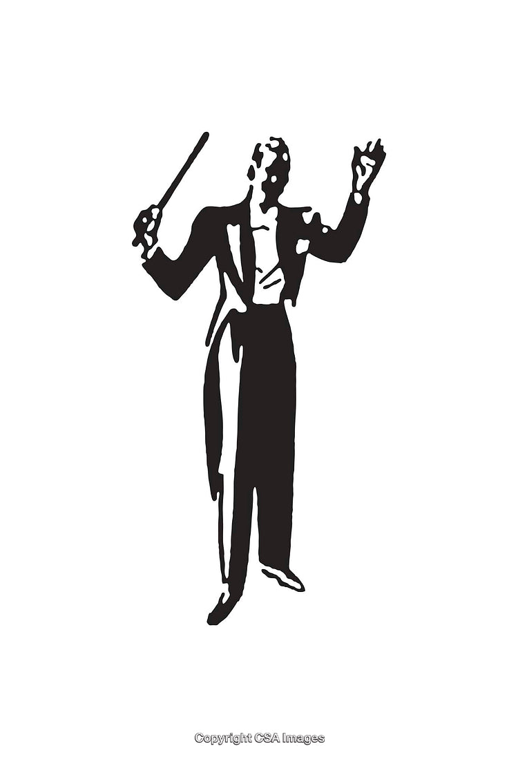 Black And White Line Art Illustration of a Conductor
