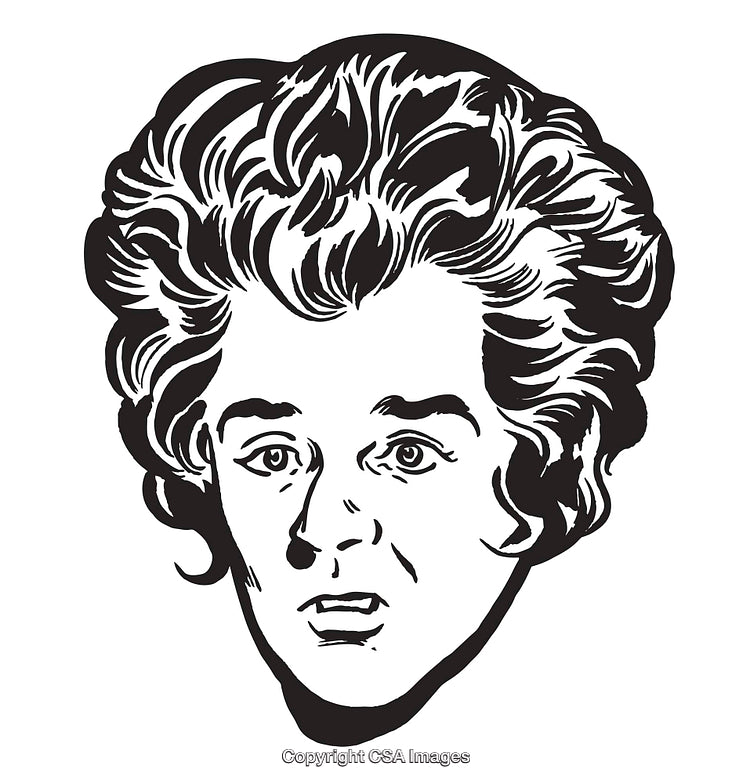 Black and White Illustration of Surprised Facial Expression Drawing