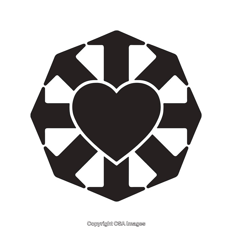 Heart With Centered Arrows Symbolizing Community and Unity