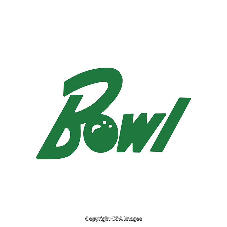 Stylized Bowling Logo Design Featuring Green Font and Bowling Pin Decorative Elements