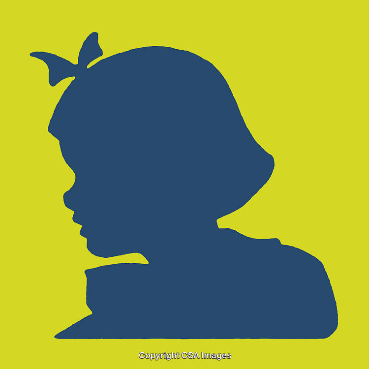 Silhouette Artwork of a Bow Adorned Child in Profile View