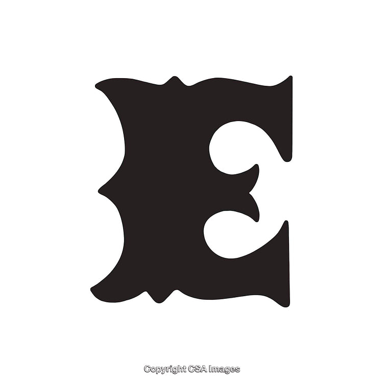 Intricate Black Letter E in a Decorative Typography Style
