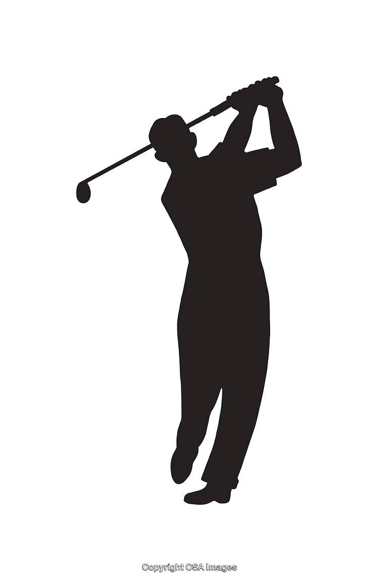 Silhouette of a Golfer Taking a Swing in Black and White Style