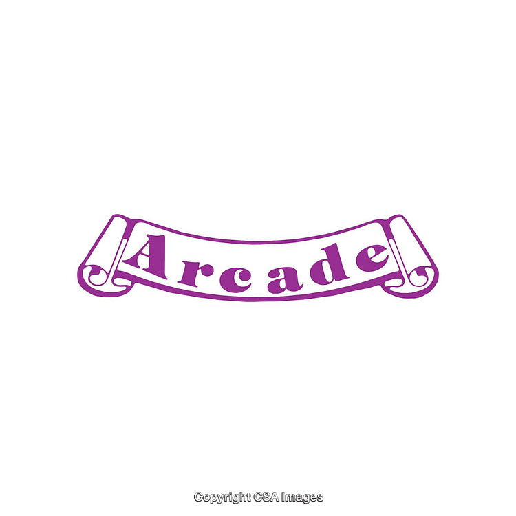 Purple Script Text Design in Classic Banner Shape on White Background