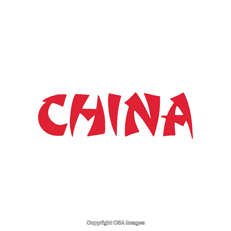 Red Stylized Word Art Featuring 'China' on a White Background
