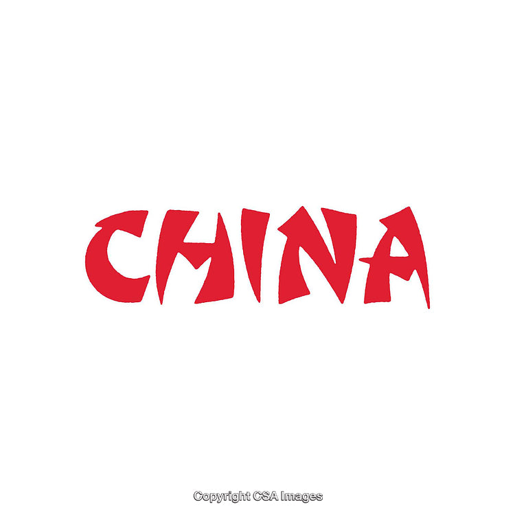 Red Stylized Word Art Featuring 'China' on a White Background