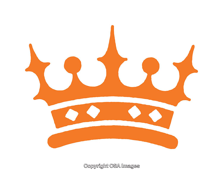 Orange Crown Icon on a White Background with Symmetrical Design