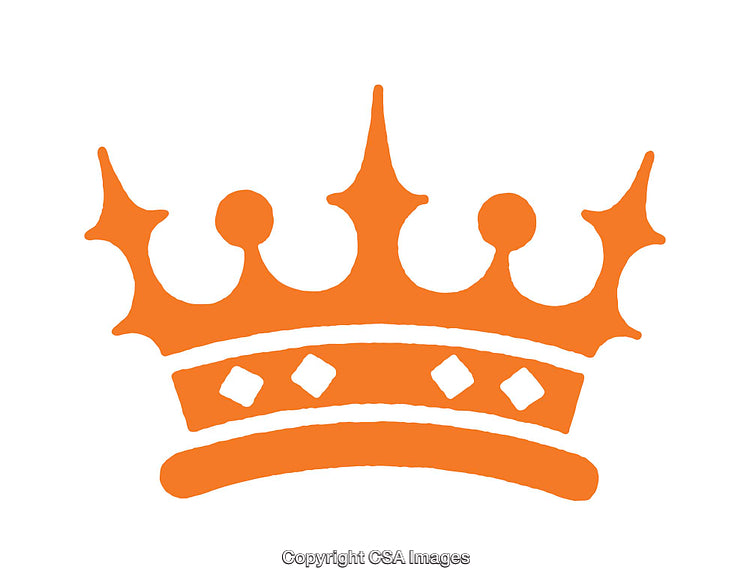Orange Crown Icon on a White Background with Symmetrical Design