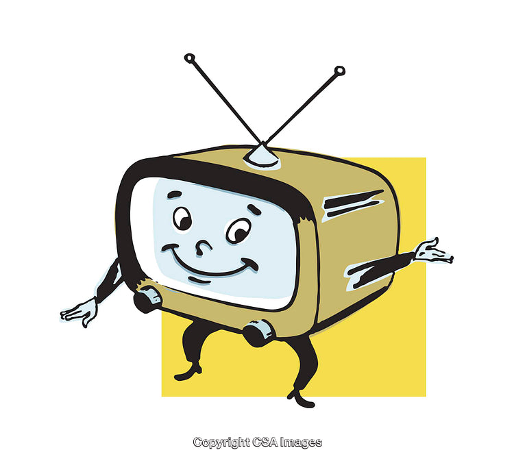 Vintage Cartoon Television Character Illustration with Cheerful Expression