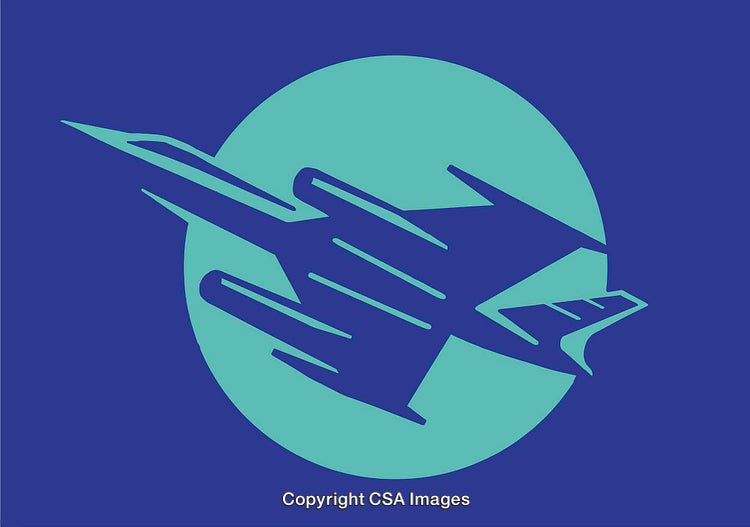 Stylized Illustration of a Jet Plane Over a Circular Background