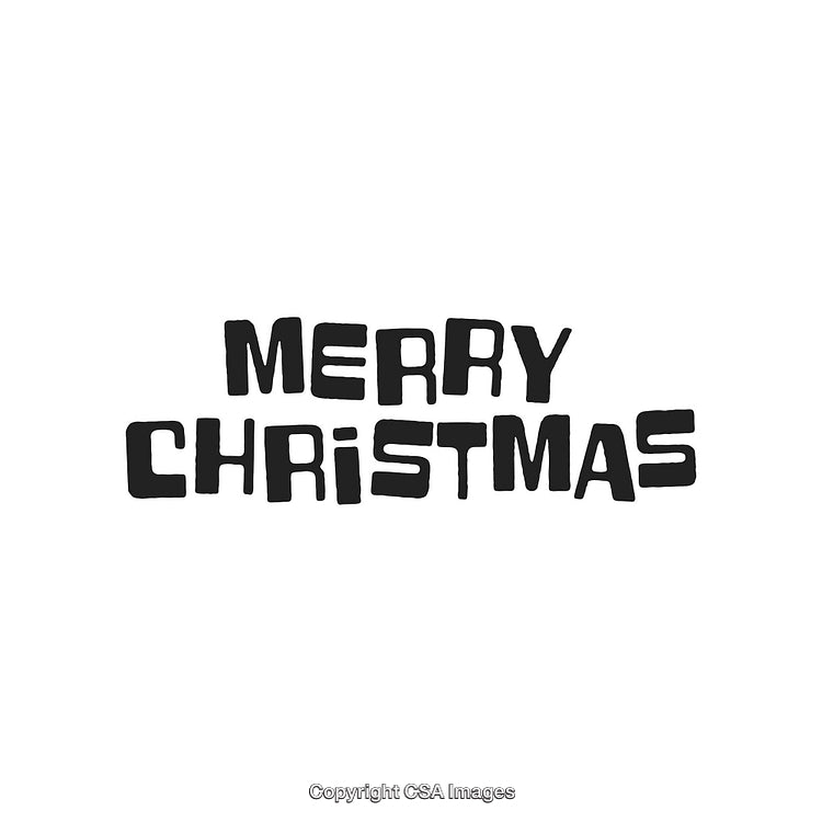 Festive Black Text Design of Merry Christmas on White Background