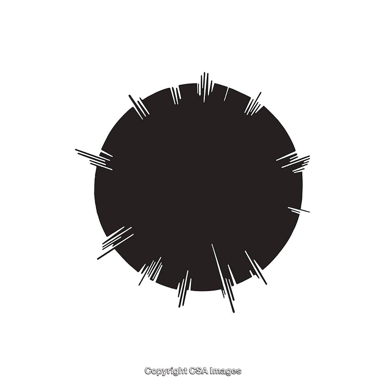 Abstract Black Circle Design with Ray-Like Lines On White Background