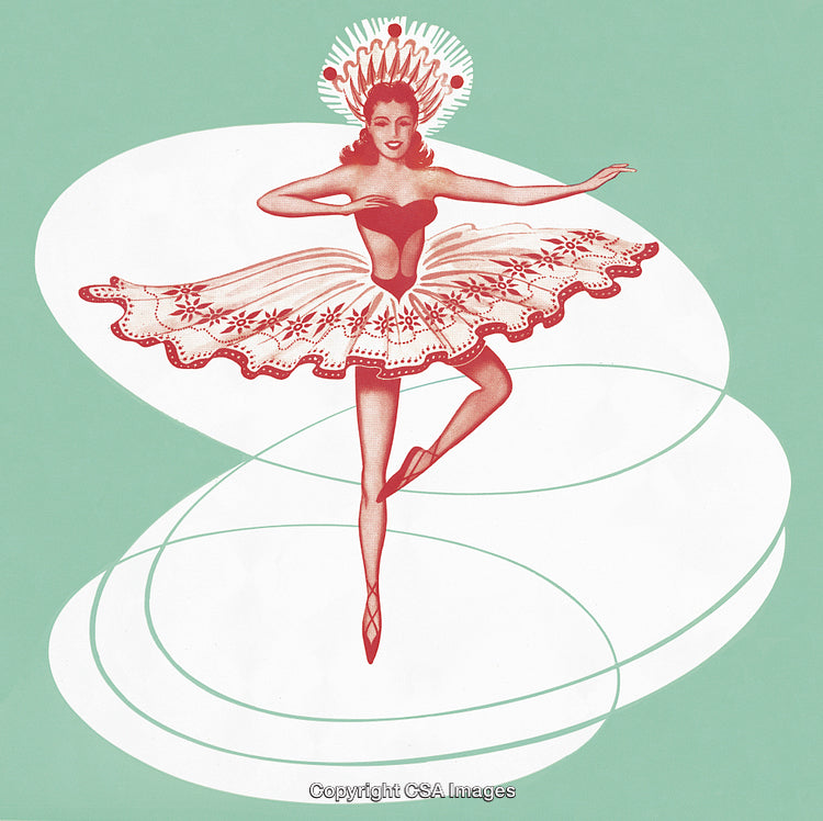 Elegant Ballerina Performing in Vintage Artistic Styling on Pastel Background