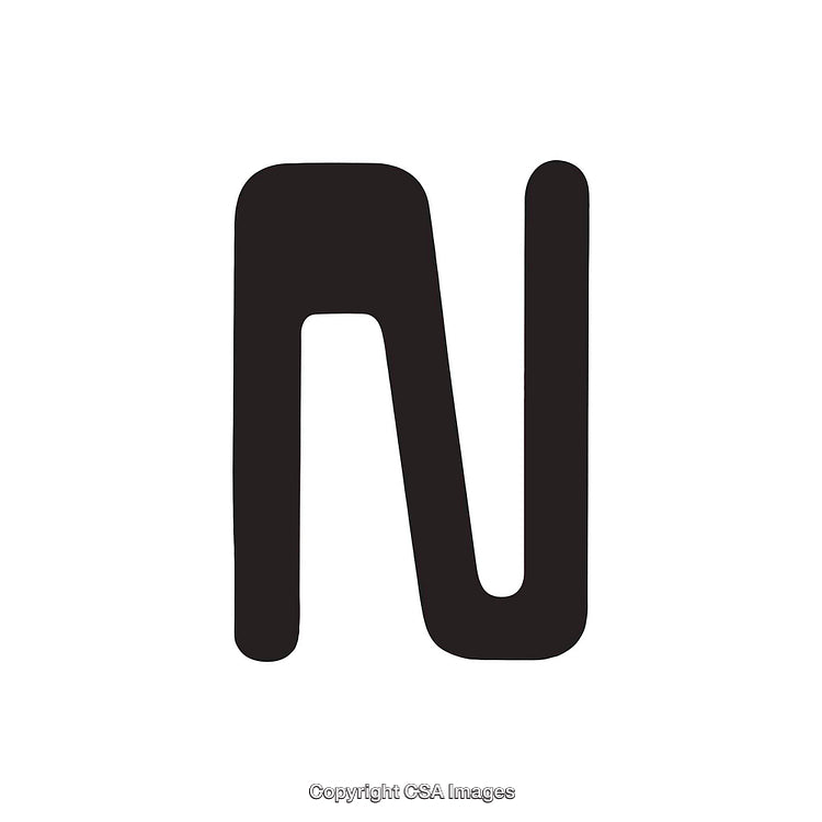 Stylized Black Letter N on a Minimalist White Background Display