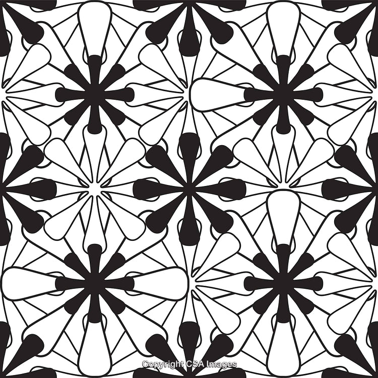Intricate Black and White Pattern Design in a Repetitive Style