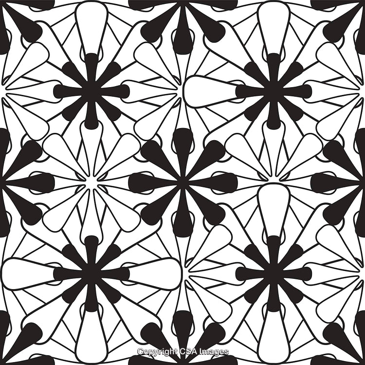 Intricate Black and White Pattern Design in a Repetitive Style