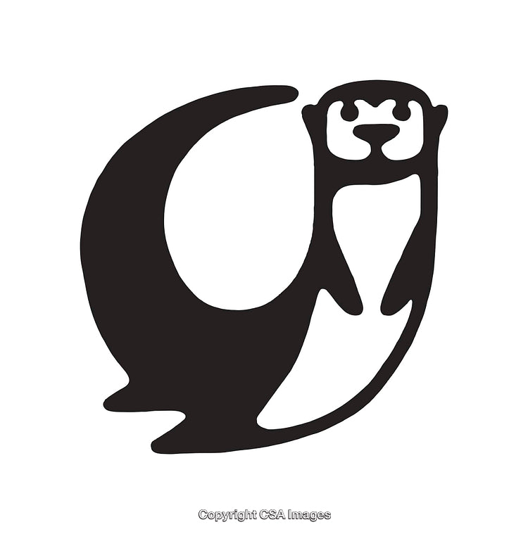 Minimalistic Black and White Otter-Themed Line Art Illustration of Creative Design