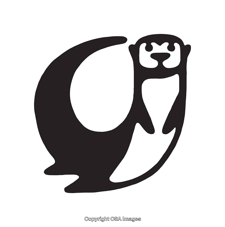 Minimalistic Black and White Otter-Themed Line Art Illustration of Creative Design