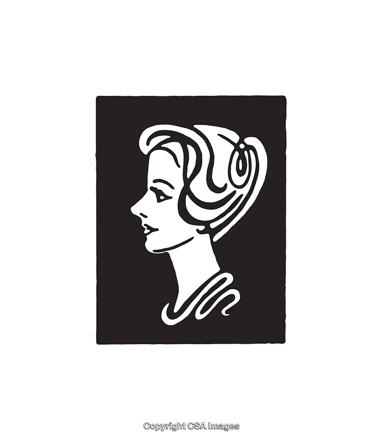 Elegant Black and White Line Art of a Woman's Profile