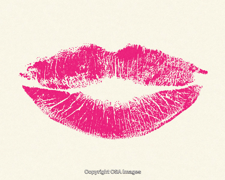 Pink Lipstick Print Illustrating Passion and Love on a Neutral Background