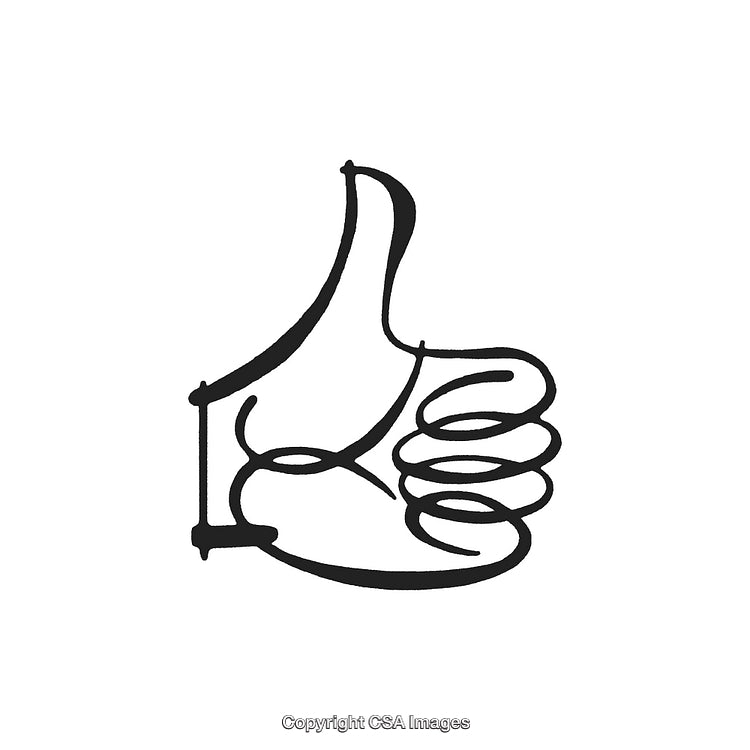 Hand Drawn Black and White Thumbs Up Decorative Illustration