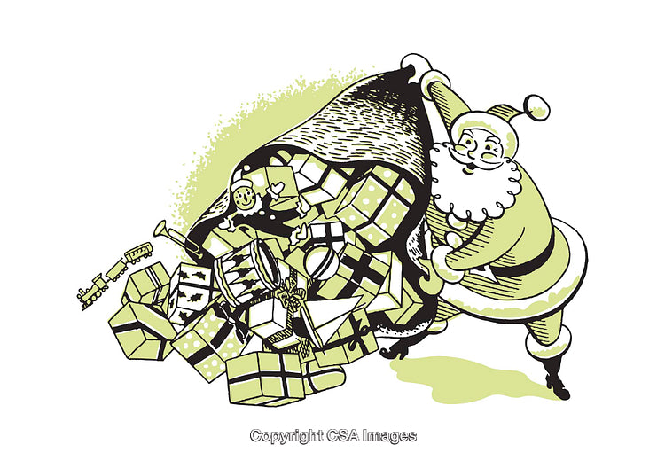 Cheerful Santa Delivering Christmas Gifts in a Festive Illustration
