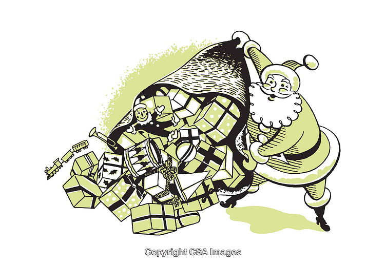 Cheerful Santa Delivering Christmas Gifts in a Festive Illustration