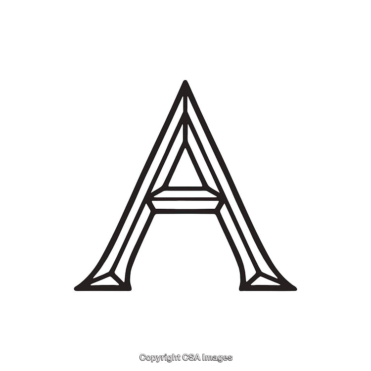 Intricate Design of the Letter A in Monochrome Style