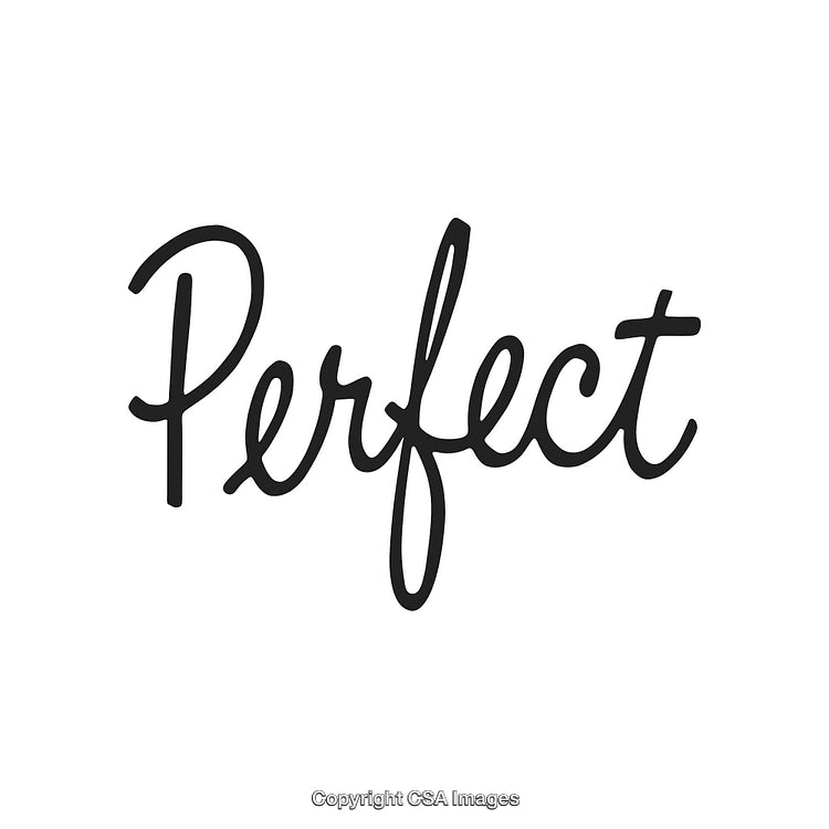 Elegant Black Handwritten Text Featuring the Word 'Perfect' on a White Background
