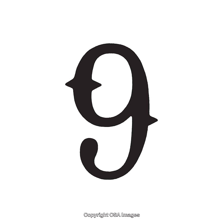Elegant Black Number Nine Design on White Background