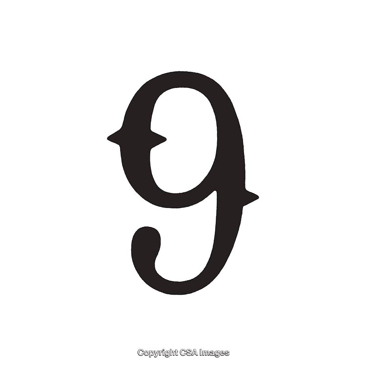 Elegant Black Number Nine Design on White Background