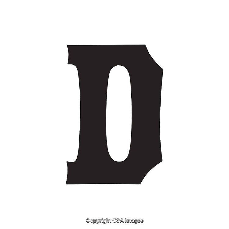 Bold Black Letter D in Stylish Typeface Isolated on White