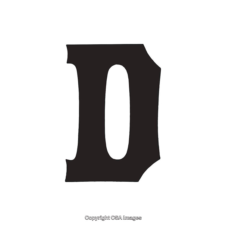 Bold Black Letter D in Stylish Typeface Isolated on White