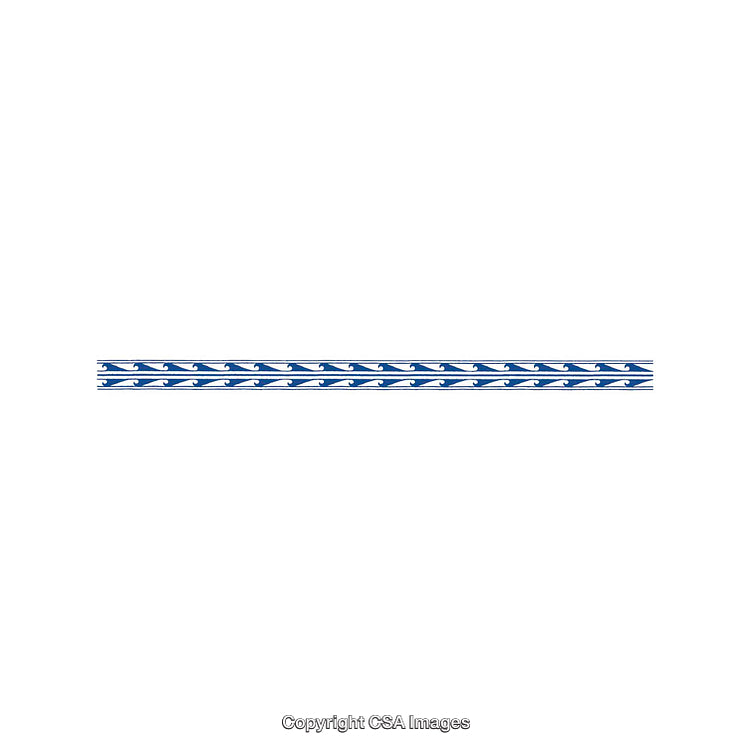 Seamless Blue Ocean Wave Pattern Border on White Background Digital Vector Art