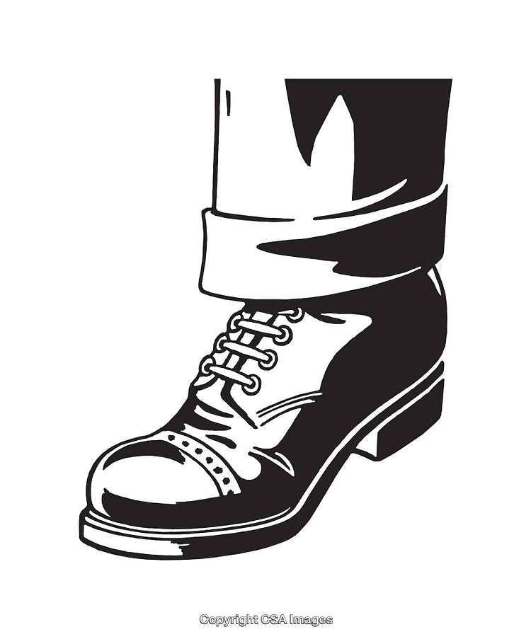 Black and White Illustration of a Shoe with Classic Design
