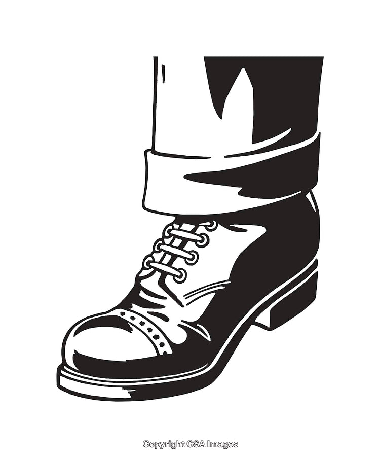 Black and White Illustration of a Shoe with Classic Design