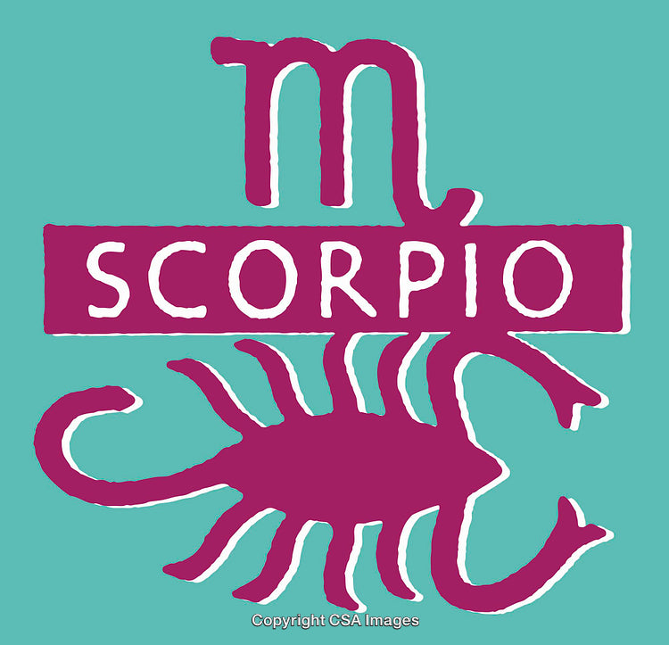 Vibrant Scorpio Zodiac Iconographic Artwork with Stylized Scorpion Design