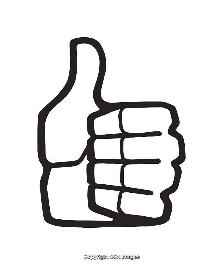 Line Art Illustration of a Thumbs Up Gesture in Black and White