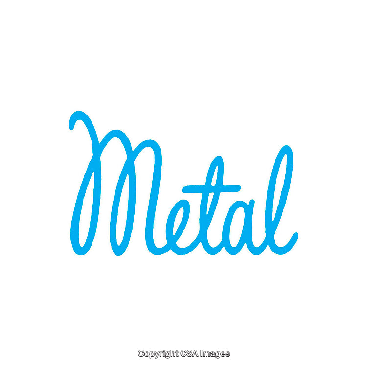 Blue Script Font Displaying the Word 'Metal' on a Clean White Background