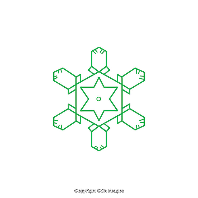 Geometric Green Snowflake Design with Star Shape in the Center