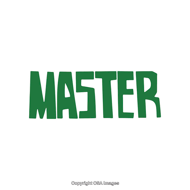 Simple Green Text Illustration Featuring the Word Master on White Background