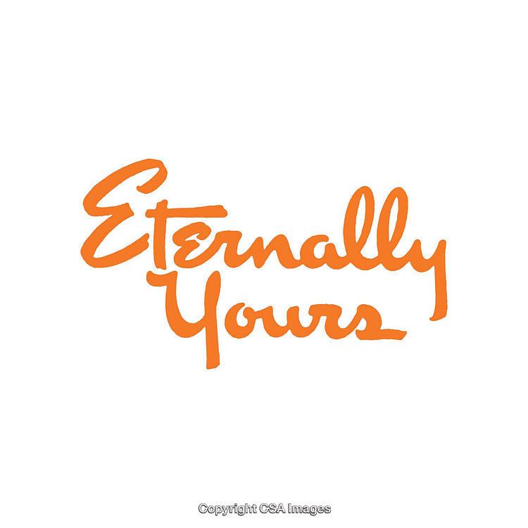 Eternal Text in Orange on White Background with Bold Script Style