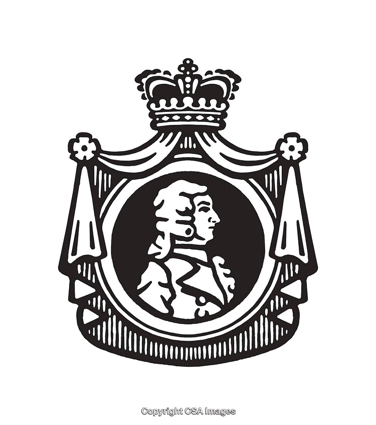 Vintage Monochrome Line Art Emblem Featuring Regal Profile Portrait
