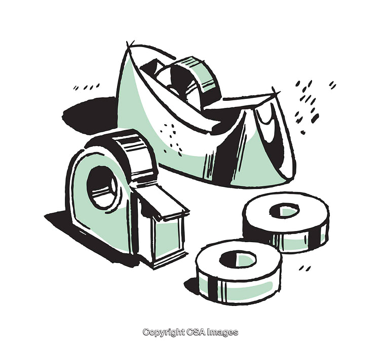 Stylized Illustration of Tape and Masks in Green Accents