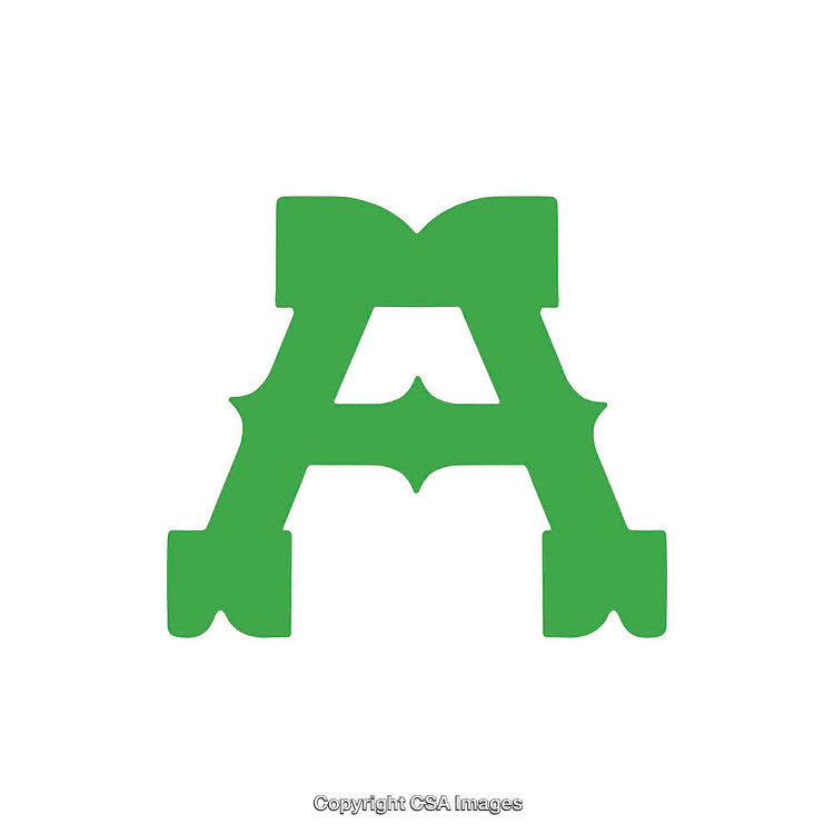 Bold Green Decorative Letter A on a Clean White Background