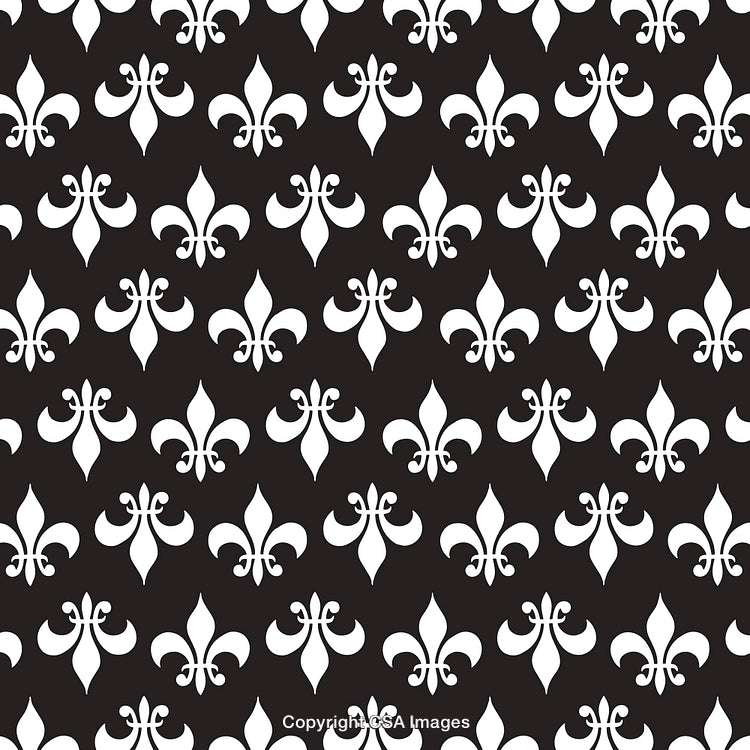 Seamless Black and White Fleur-de-Lis Pattern for Elegant Backgrounds