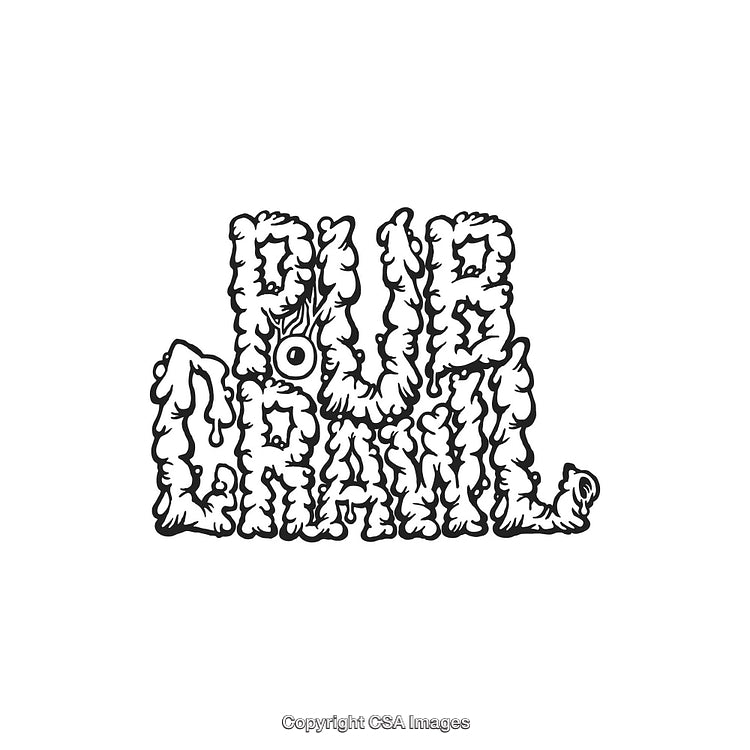 Creative Monochrome Pub Crawl Typography Design with Unique Decorative Elements
